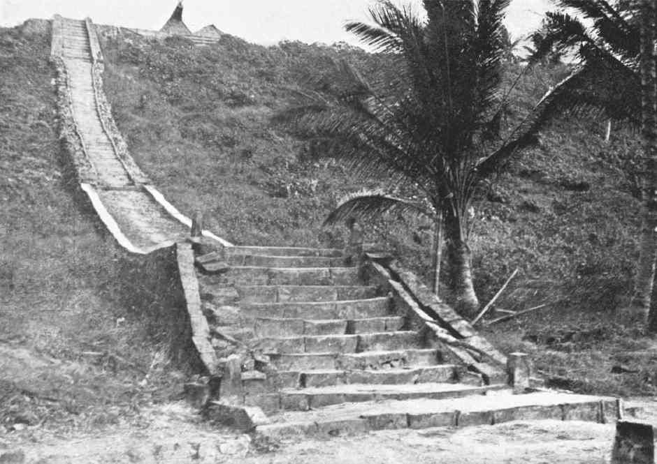 Description: Steps leading from the beach up to a village