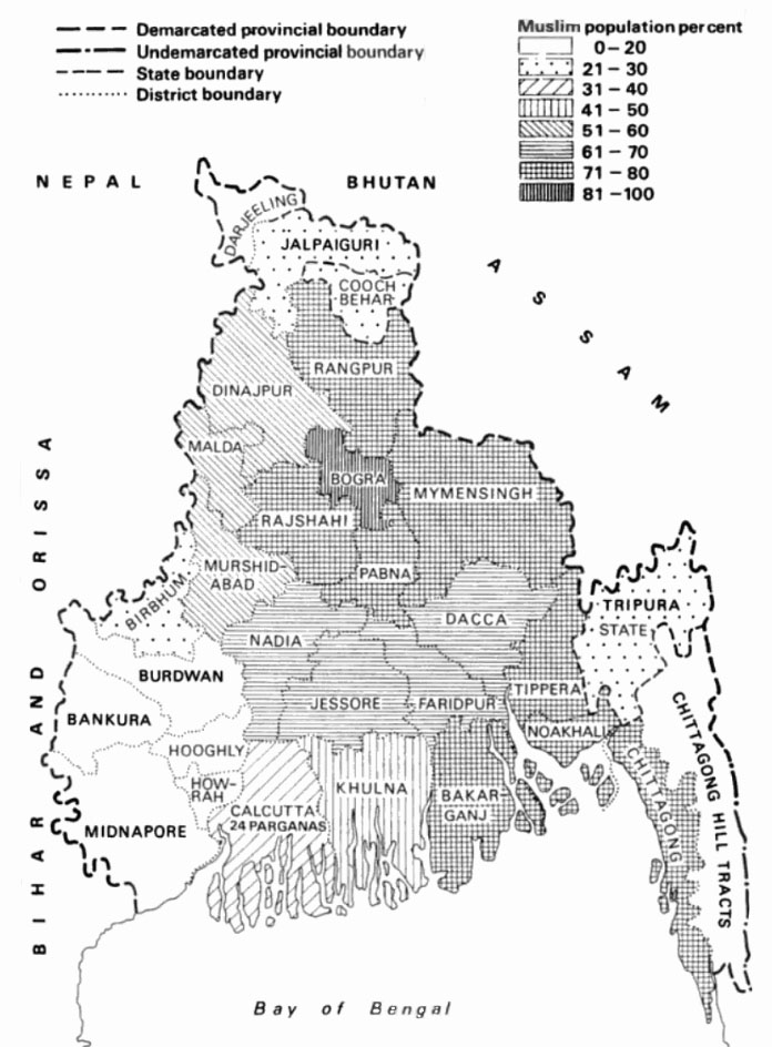 Description: 1931 distribution of the Muslim population of Bengal
