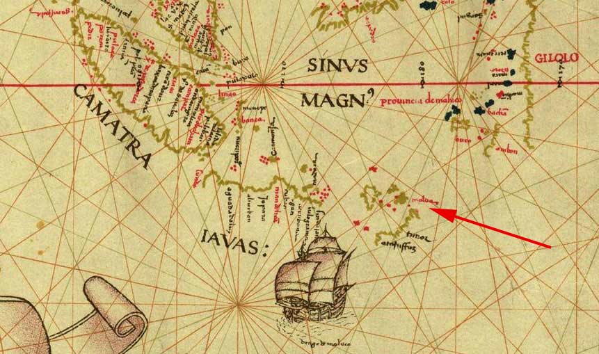 Description: Malua marked on a map published in 1529