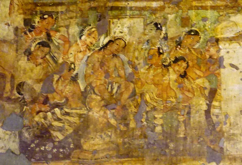 Description: Mural in cave 1 at Ajanta