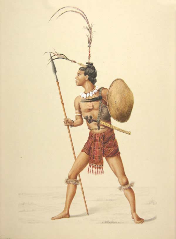 Description: A watercolour rendition of the same Kisar warrior by Ernst Krammerman