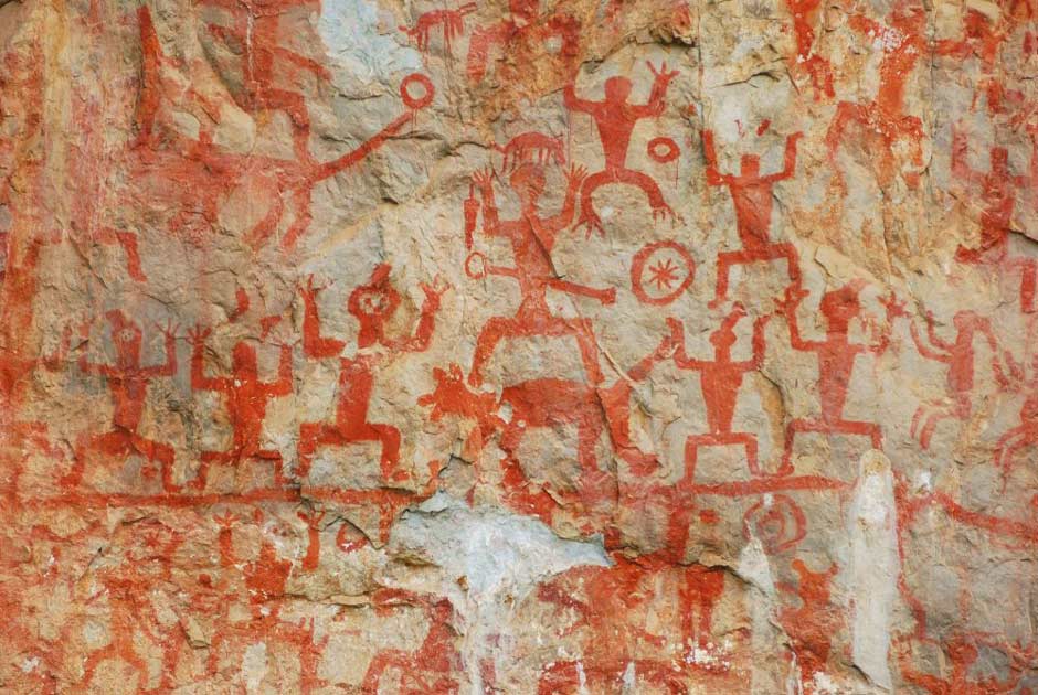 Description: Rock paintings at Huashin