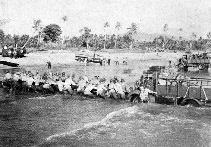 Description: Japanese troops landing on Java