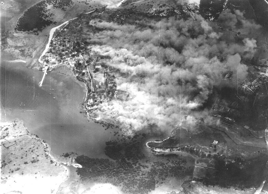 Description: The bombing of Waingapu town
