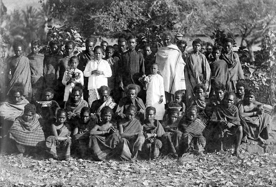 Description: Locals at a Catholic wedding in a mountain village near Ilé Mandiri