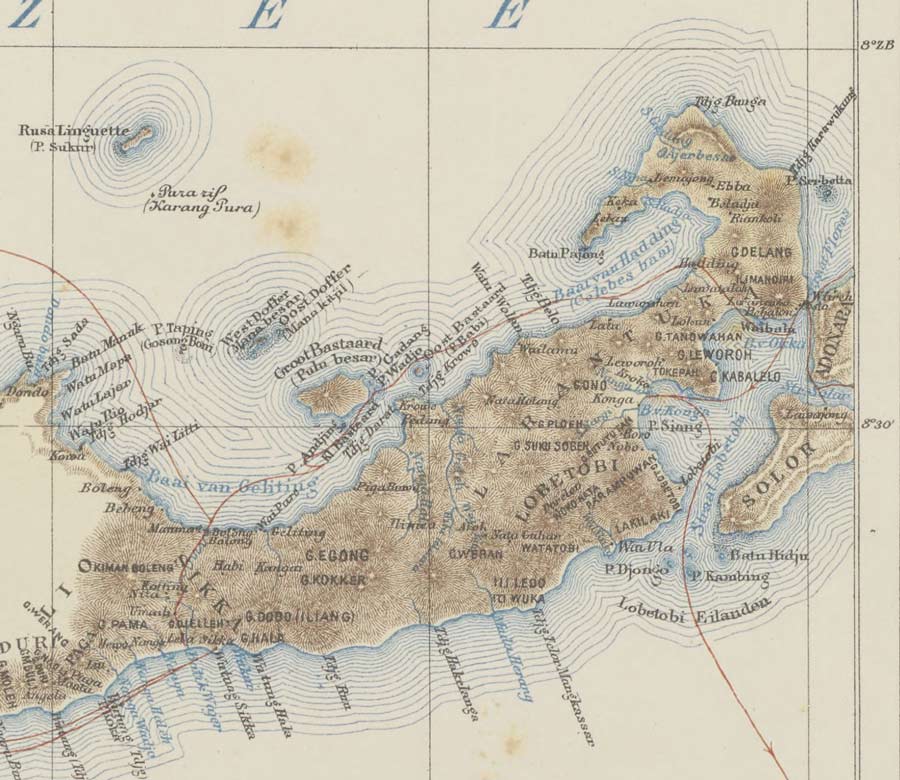 Description: Eastern Flores from an 1890 map of Flores Island