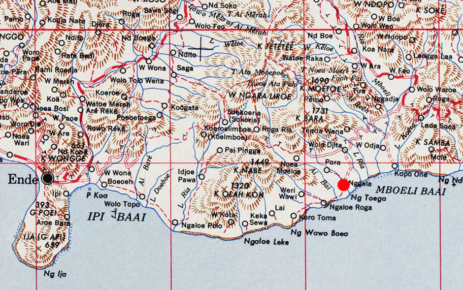 Description: A map of Ende, Nggela and the southern Lio coast