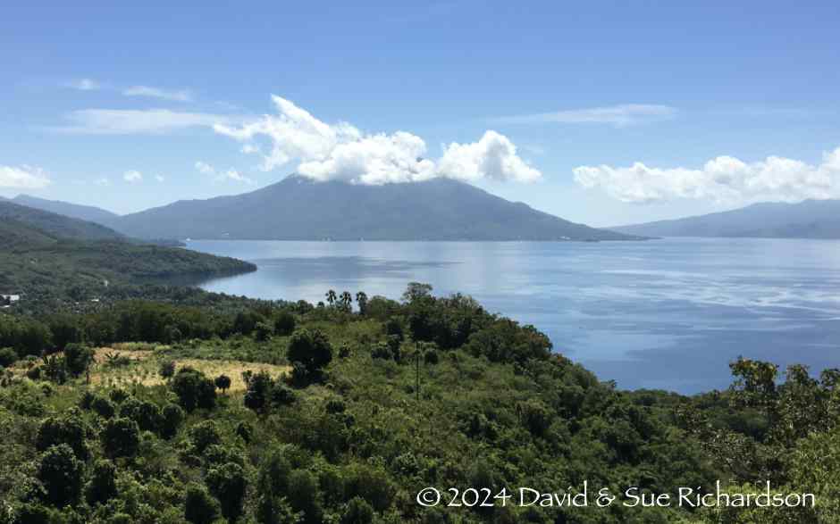 Description: The twin volcanoes of Ilé Lewotobi as seen from the northwest of Solor Island